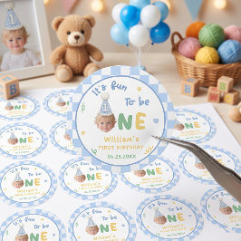 Pegatina Redonda Diversión al ser un niño cumpleaños 1