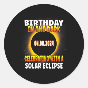 Pegatina Redonda Diversión Cumpleaños Total Eclipse Solar Celebraci