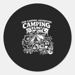 Pegatina Redonda Diversión de camping aventura divertida fogata al 