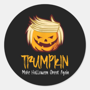 Pegatina Redonda Diversión de Halloween Donald Trump disfraz idea d