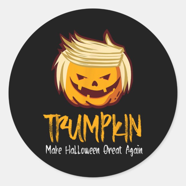 Pegatina Redonda Diversión de Halloween Donald Trump disfraz idea d (Anverso)