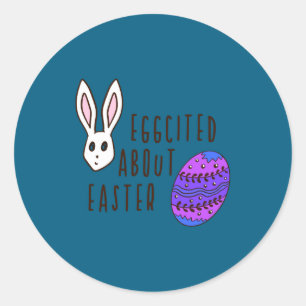Pegatina Redonda Diversión de Pascua lindo humorístico emocionado p