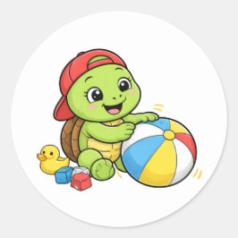 Pegatina Redonda Diversión en el tiempo de juego