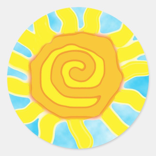 Pegatina Redonda Diversión en los Pegatinas del Sol (Anverso)