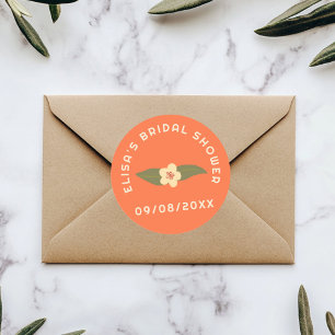 Pegatina Redonda Diversión floral retro boho para DUCHA DE NOVIA pe