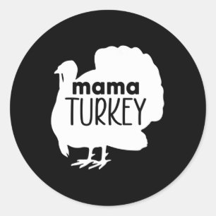 Pegatina Redonda Diversión Mamá Turquía Día de Acción de Gracias Fa
