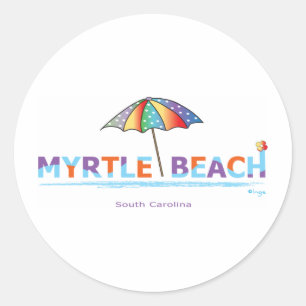 Pegatina Redonda Diversión Myrtle Beach, SC