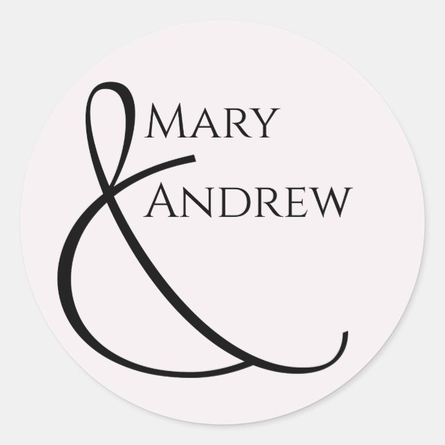 Pegatina Redonda Diversión tipográfica mínima pero Boda formal (Anverso)