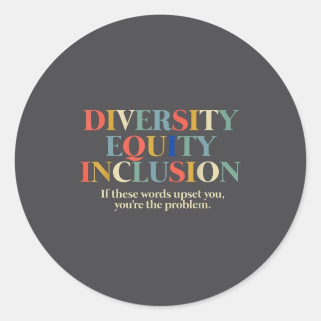 Pegatina Redonda Diversity Equity Inclusion  (Anverso)