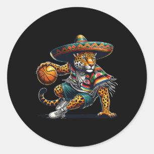 Pegatina Redonda Diverso Sombrero Mexicano Cinco De Mayo Jaguar Bal