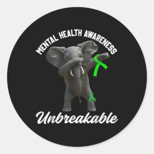Pegatina Redonda Divertida conciencia de la salud mental Elefante i