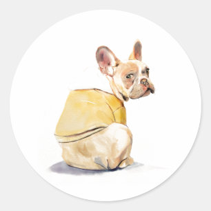 Pegatina redonda divertida de Bulldog Francés