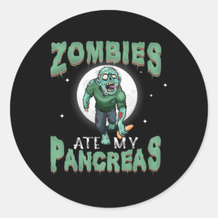 Pegatina Redonda Divertida Diabetes Conciencia Zombies Ate My Pancr