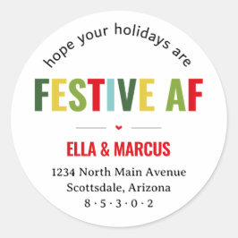 Pegatina Redonda Divertida dirección de devolución de Navidades de