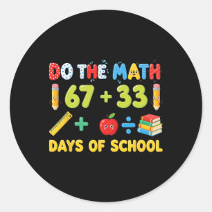 Pegatina Redonda Divertida ecuación matemática escolar de 100 días