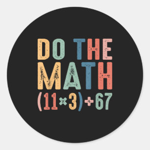 Pegatina Redonda Divertida ecuación matemática escolar de 100 días 