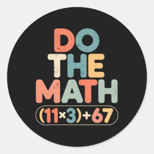 Pegatina Redonda Divertida ecuación matemática escolar de 100 días