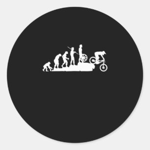 Pegatina Redonda Divertida Evolución del ciclismo de montaña MTB cu