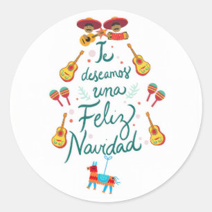 Pegatina Redonda Divertida feliz navidad