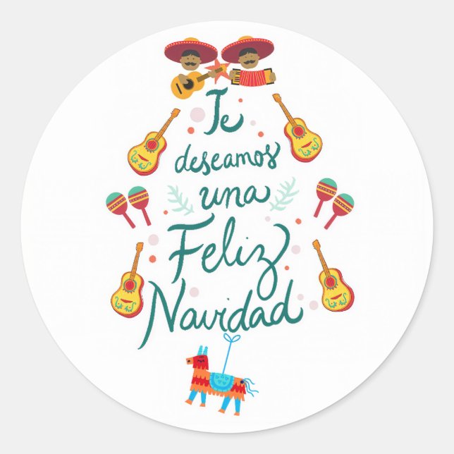 Pegatina Redonda Divertida feliz navidad (Anverso)