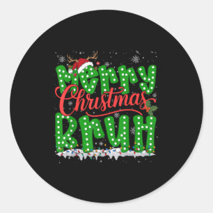 Pegatina Redonda Divertida Feliz Navidad Hermano Fiesta Meme Hombre