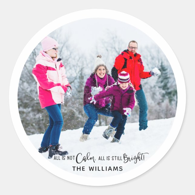 Pegatina Redonda Divertida foto familiar de vacaciones en círculo:  (Anverso)