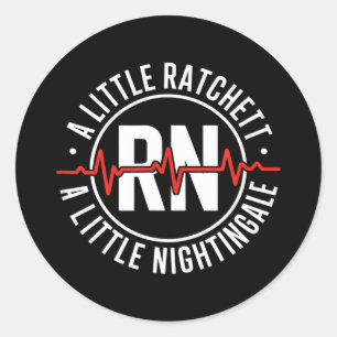 Pegatina Redonda Divertida placa de enfermera nightingale llave rn