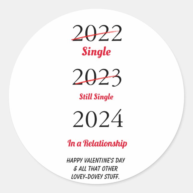 Pegatina Redonda Divertida tarjeta de felicitación de San Valentín (Anverso)