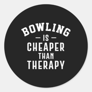 Pegatina Redonda Divertida Terapia de Bowling - Regalo de bolos