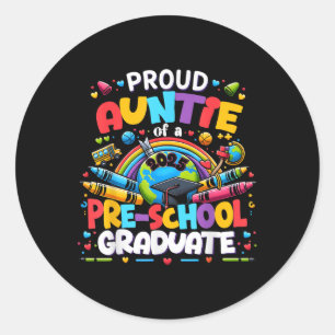 Pegatina Redonda Divertida Tía Orgullosa De Un Grado De Educación P