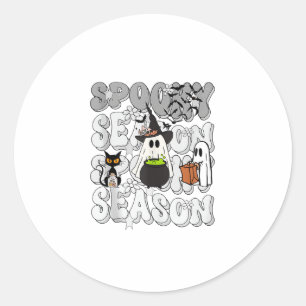 Pegatina Redonda Divertida y espeluznante mujer fantasma de la temp