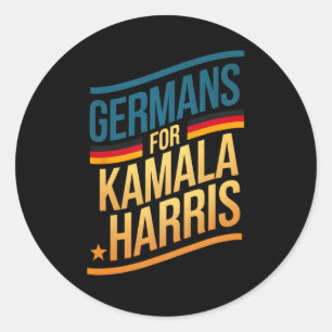 Pegatina Redonda Divertidas damas alemanas por el voto de Kamala Ha
