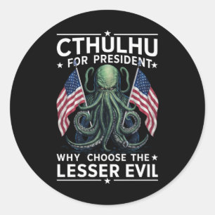 Pegatina Redonda Divertidas elecciones 2024 Cthulhu para presidente