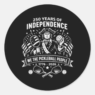 Pegatina Redonda Divertidas Las Personas del Pickleball 250 Años US