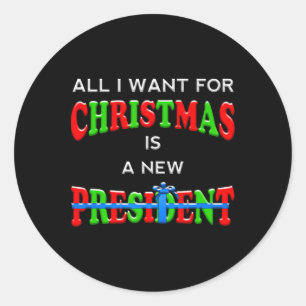 Pegatina Redonda Divertidas Navidades de Trump contra los votantes 