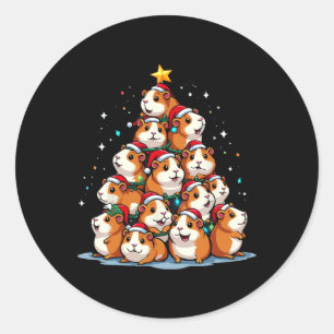 Pegatina Redonda Divertidas vacaciones de caballería de Navidad en