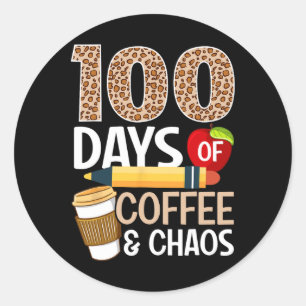 Pegatina Redonda Divertido 100 días de docente escolar 100 días de 