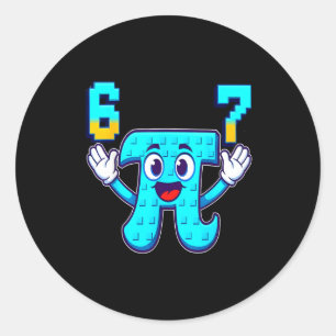 Pegatina Redonda Divertido 3.14 6 7 meme matemáticas nerd genz cere