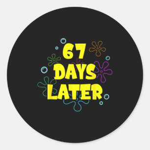 Pegatina Redonda Divertido 67 Días Después 67º Día De Escuela 6 7 M