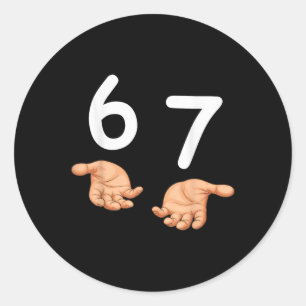 Pegatina Redonda Divertido 67 Manos Seis Siete Meme Número 6 Y 7 Ge