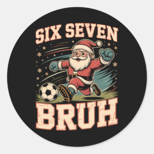 Pegatina Redonda Divertido 67 Meme Bruh Navidad Fútbol Santa Xmas P