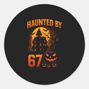 Pegatina Redonda Divertido 67 Meme Halloween Embrujado Espeluznante