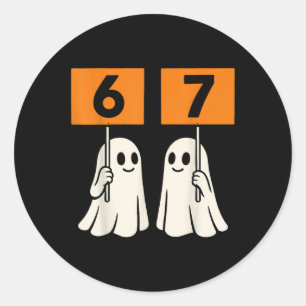 Pegatina Redonda Divertido 67 Meme Halloween Tendencia Seis Siete F