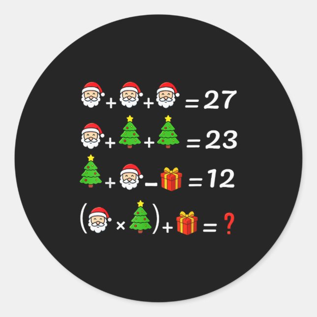 Pegatina Redonda Divertido 67 Meme Navidad Profesor de Matemáticas  (Anverso)