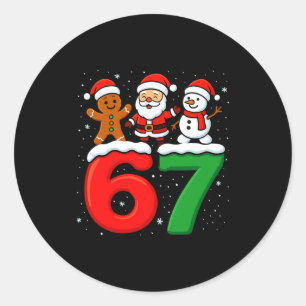 Pegatina Redonda Divertido 67 Meme Navidad Seis Siete Santa Muñeco
