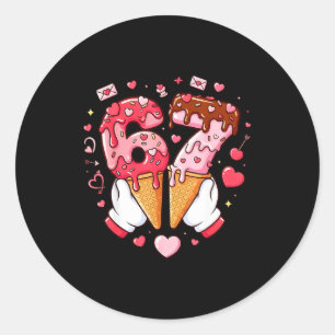 Pegatina Redonda Divertido 67 Meme Seis Siete Helado Parejas a jueg