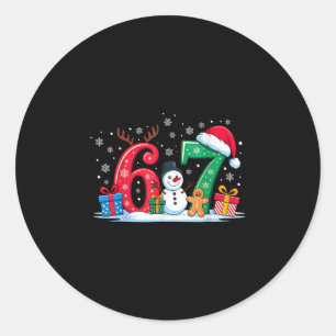 Pegatina Redonda Divertido 67 Navidad 6 7 Seis Siete Meme 6 7 Parej