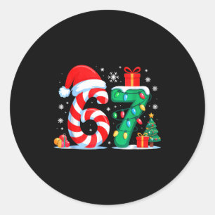 Pegatina Redonda Divertido 67 Navidad 6 7 Seis Siete Meme 6 7 Parej