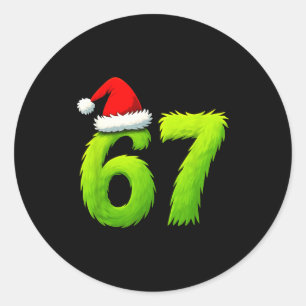Pegatina Redonda Divertido 67 Navidad Seis Siete Meme 6 7 Adolescen
