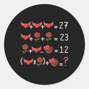 Pegatina Redonda Divertido 67 Profesor de Matemáticas San Valentín